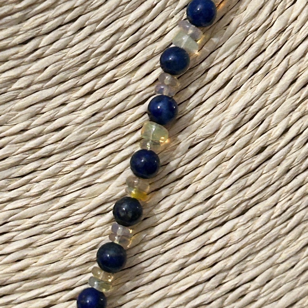NEW HANDMADE Sterling Silver Gemstones Necklace lapis Lazuli, and Fire Opal - Picture 4 of 10